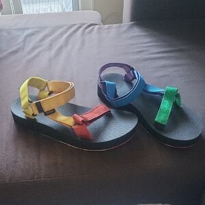 Women's Rainbow Strap Sandals - Multicolor Size 7